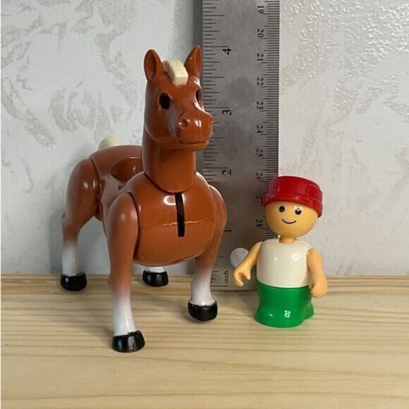 Playskool Lil Playmates Horse & Boy Green Pants Red Hat Farm Animal Figures - Picture 4 of 4